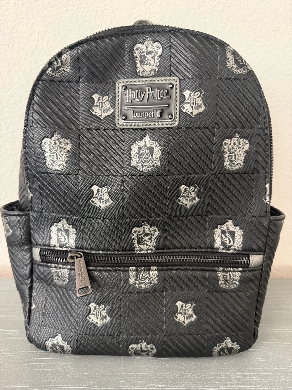 Loungefly Harry Potter Black Mini Backpack with Silver Accents